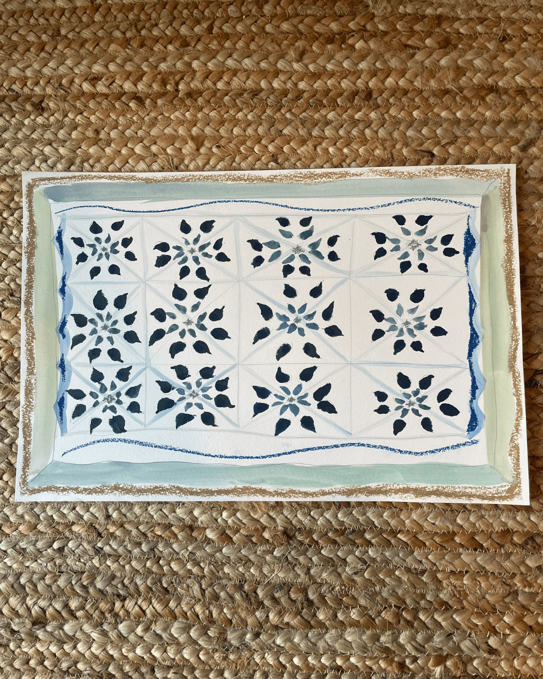 Tile Design is an 18 x 12 original artwork by Kent Collective using mixed media on paper