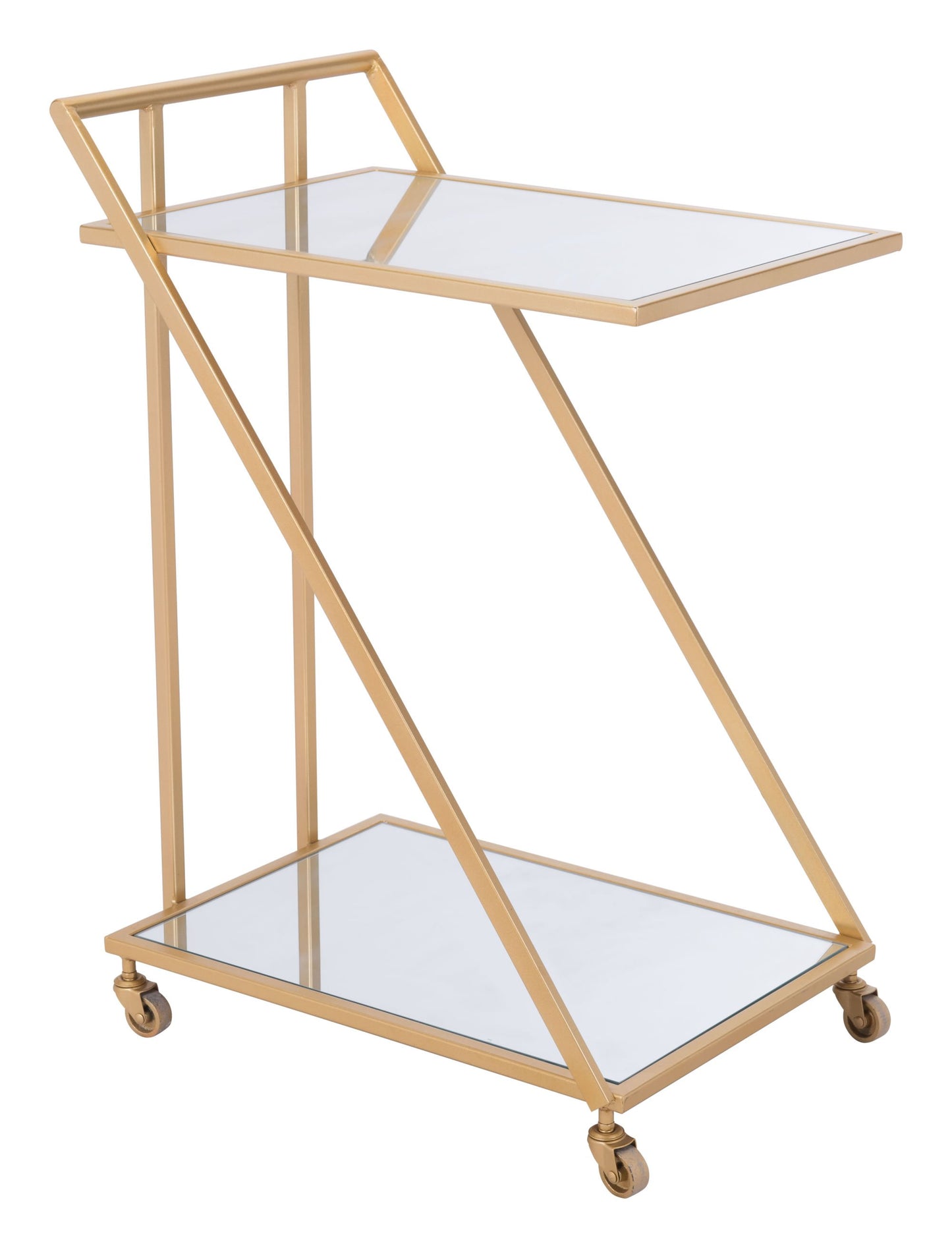Gold, Mirror, & Steel Bar Cart
