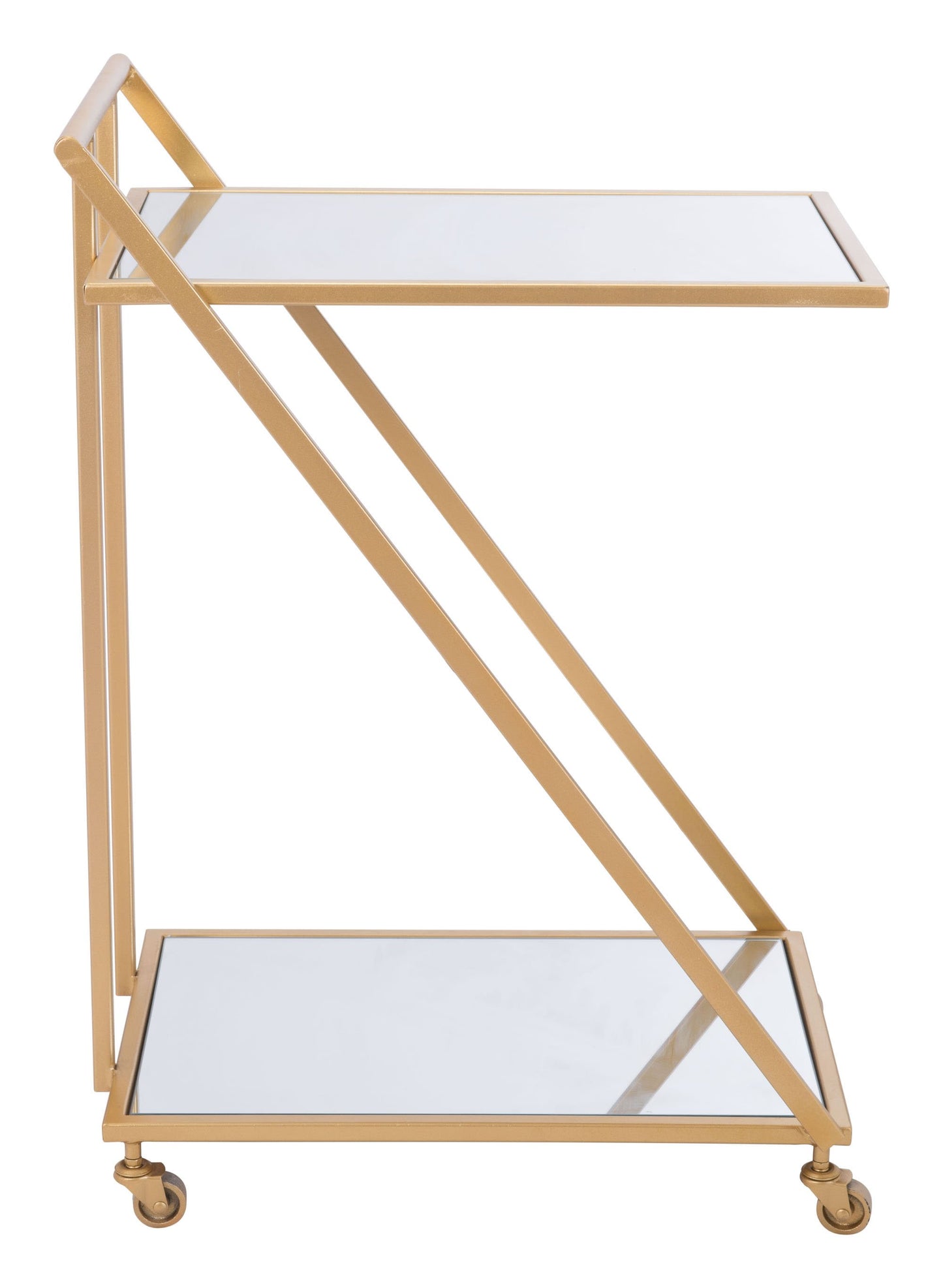 Gold, Mirror, & Steel Bar Cart
