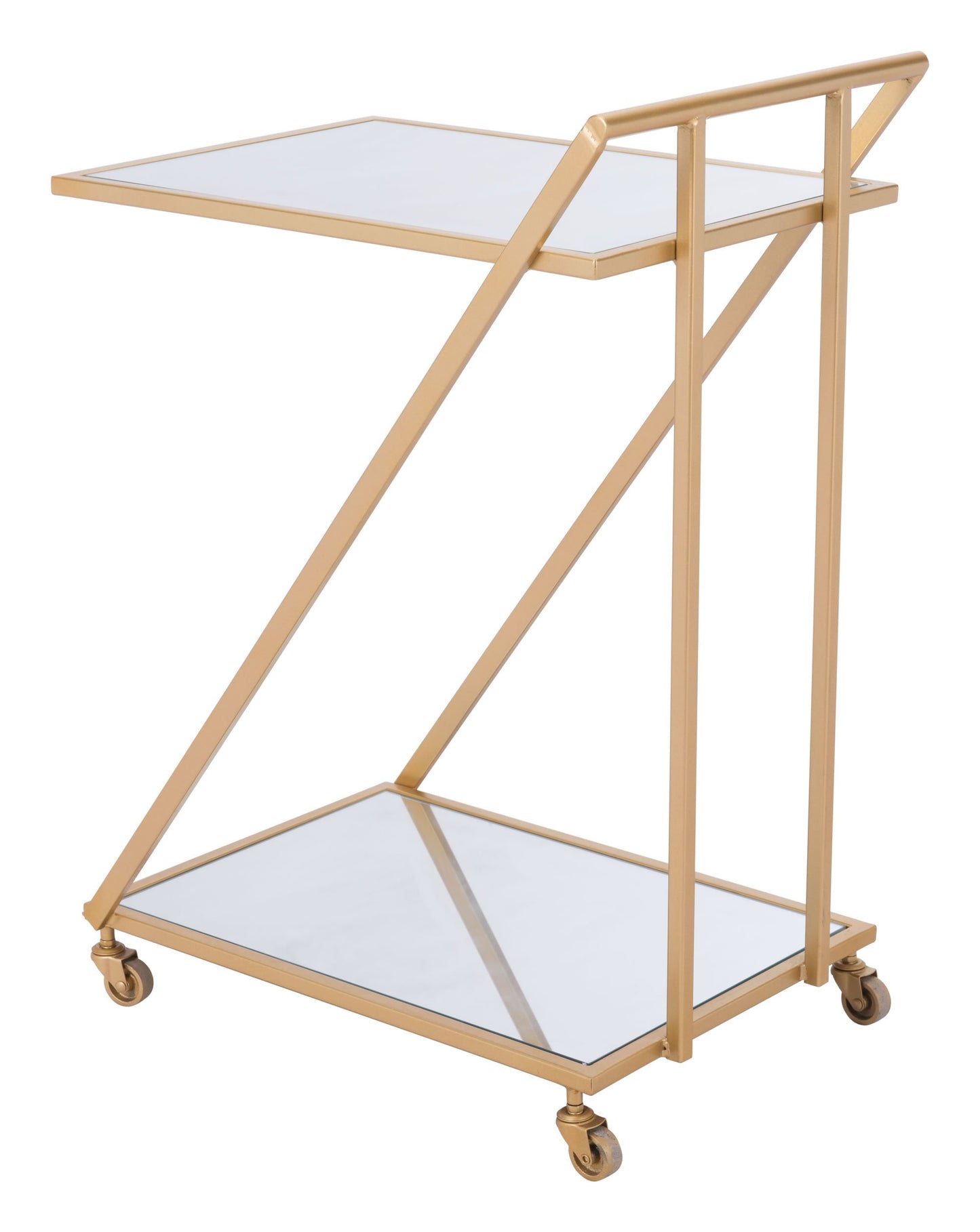 Gold, Mirror, & Steel Bar Cart