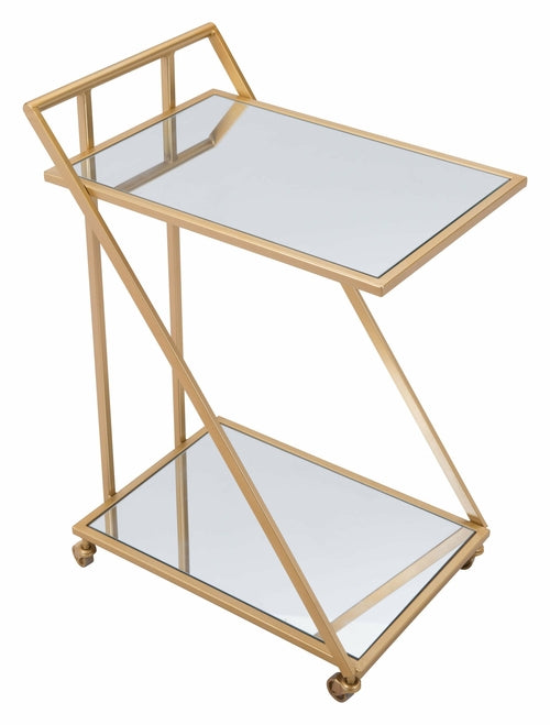 Gold, Mirror, & Steel Bar Cart