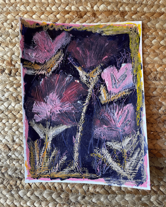 Gemstone Florals is a 9 x 12 original painting with mixed media on paper by Kent Collective