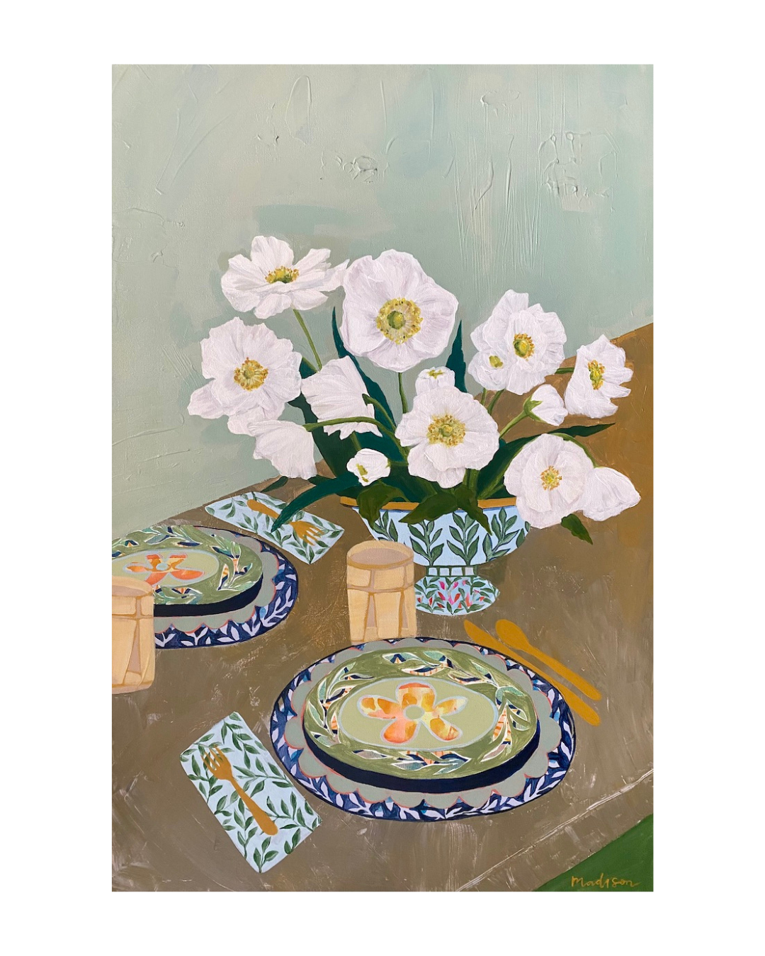 Prepare a Table by Madison Cromley is a 24 x 36 painting using acrylic on stretched canvas